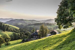 Panorama over Kapfenhof in het Hochzwarzwald